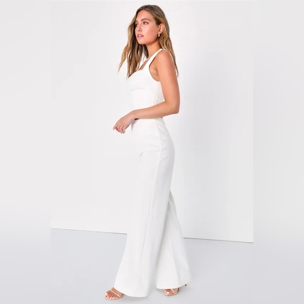 ❤️ NWT! LULUS ENTICING ENDEAVORS HIGH RISE WIDE LEG STRETCH CREPE PANTS, SMALL - Picture 2 of 11